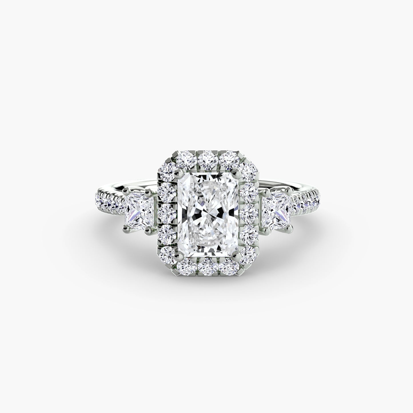 Three-Stone Accented Halo Ring