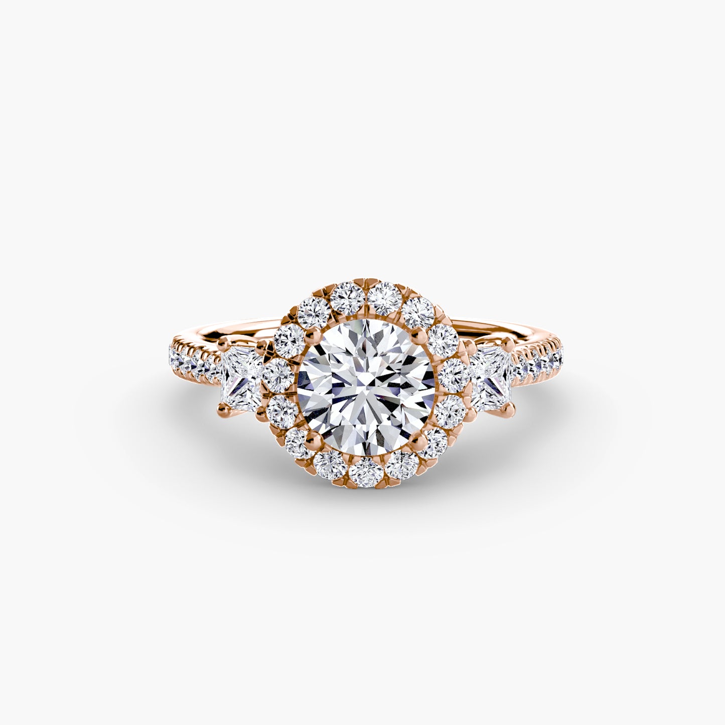 Three-Stone Accented Halo Ring