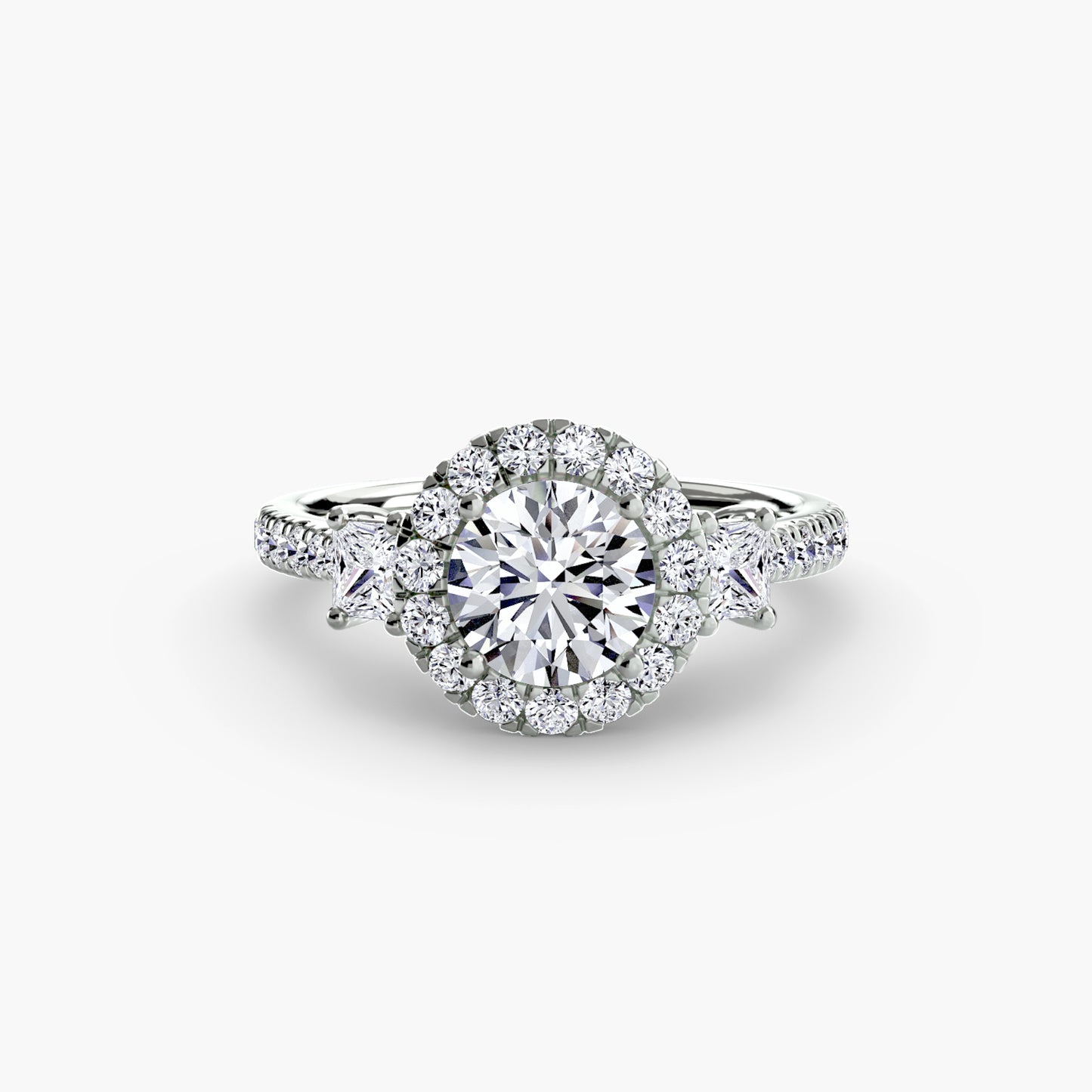 Three-Stone Accented Halo Ring