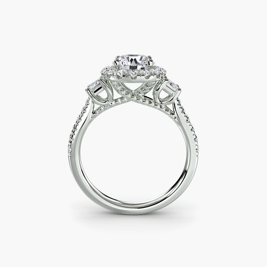 Three-Stone Accented Halo Ring