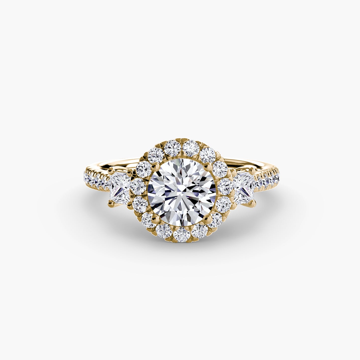 Three-Stone Accented Halo Ring