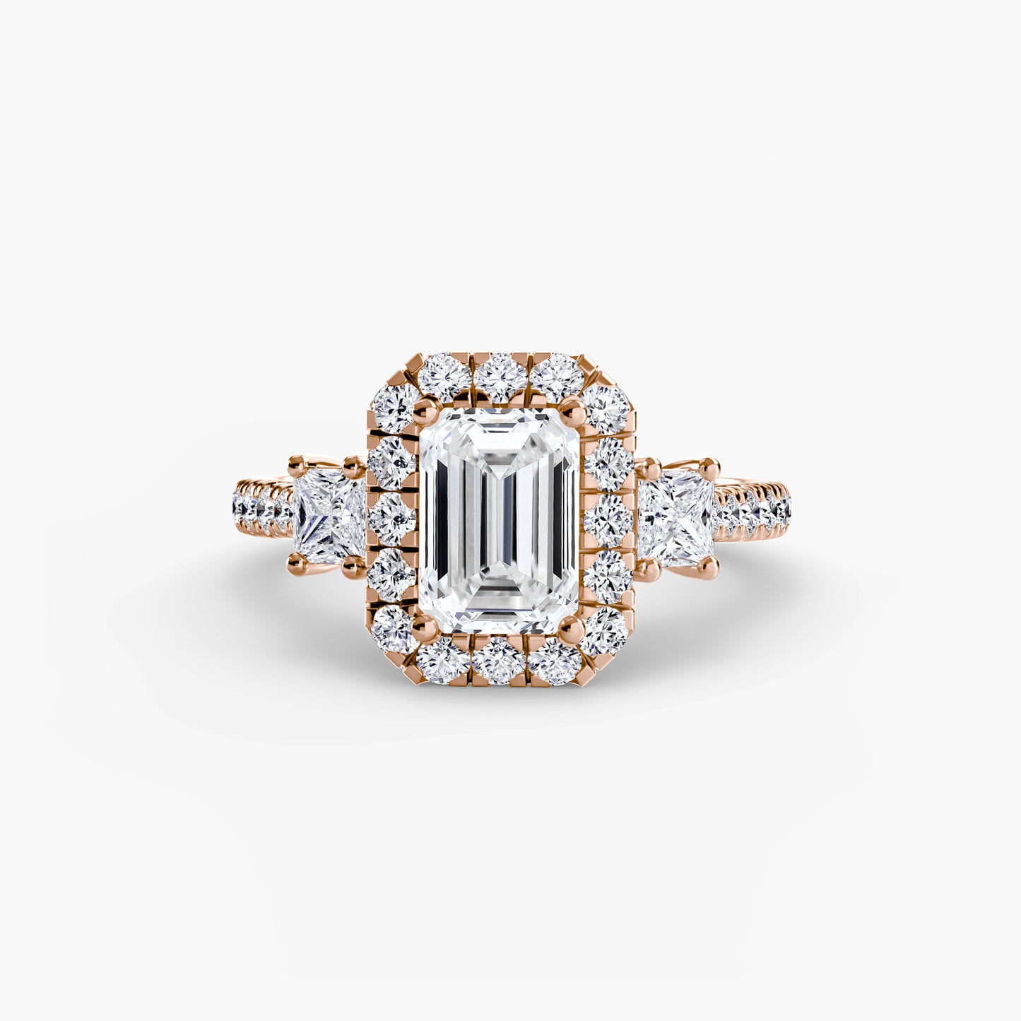 Three-Stone Accented Halo Ring
