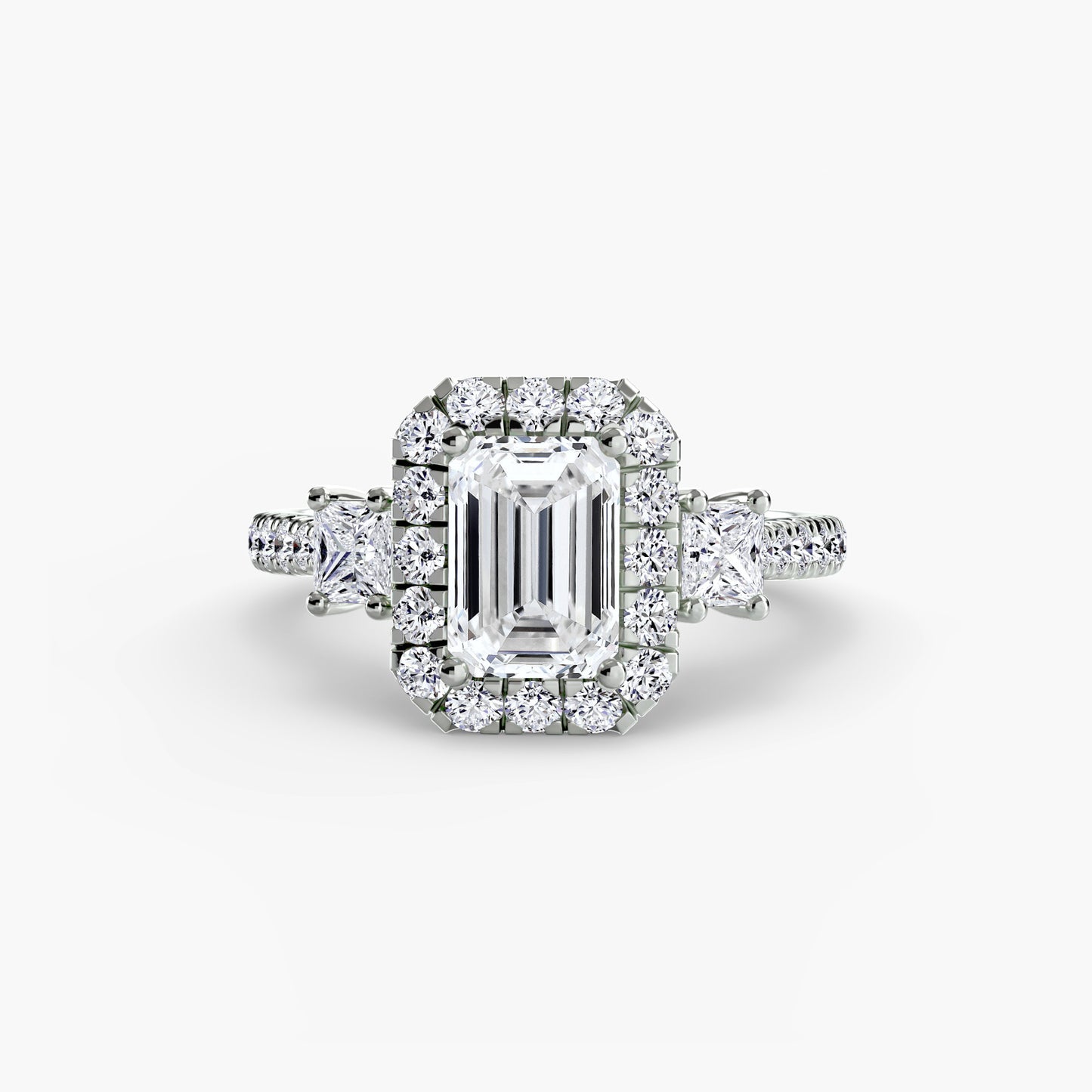 Three-Stone Accented Halo Ring