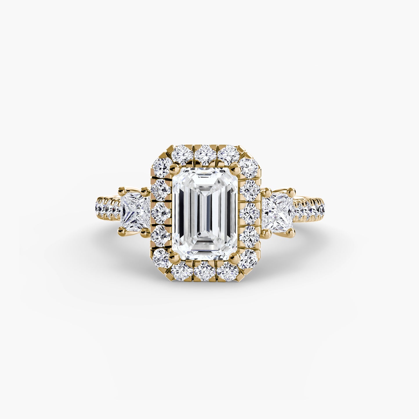 Three-Stone Accented Halo Ring