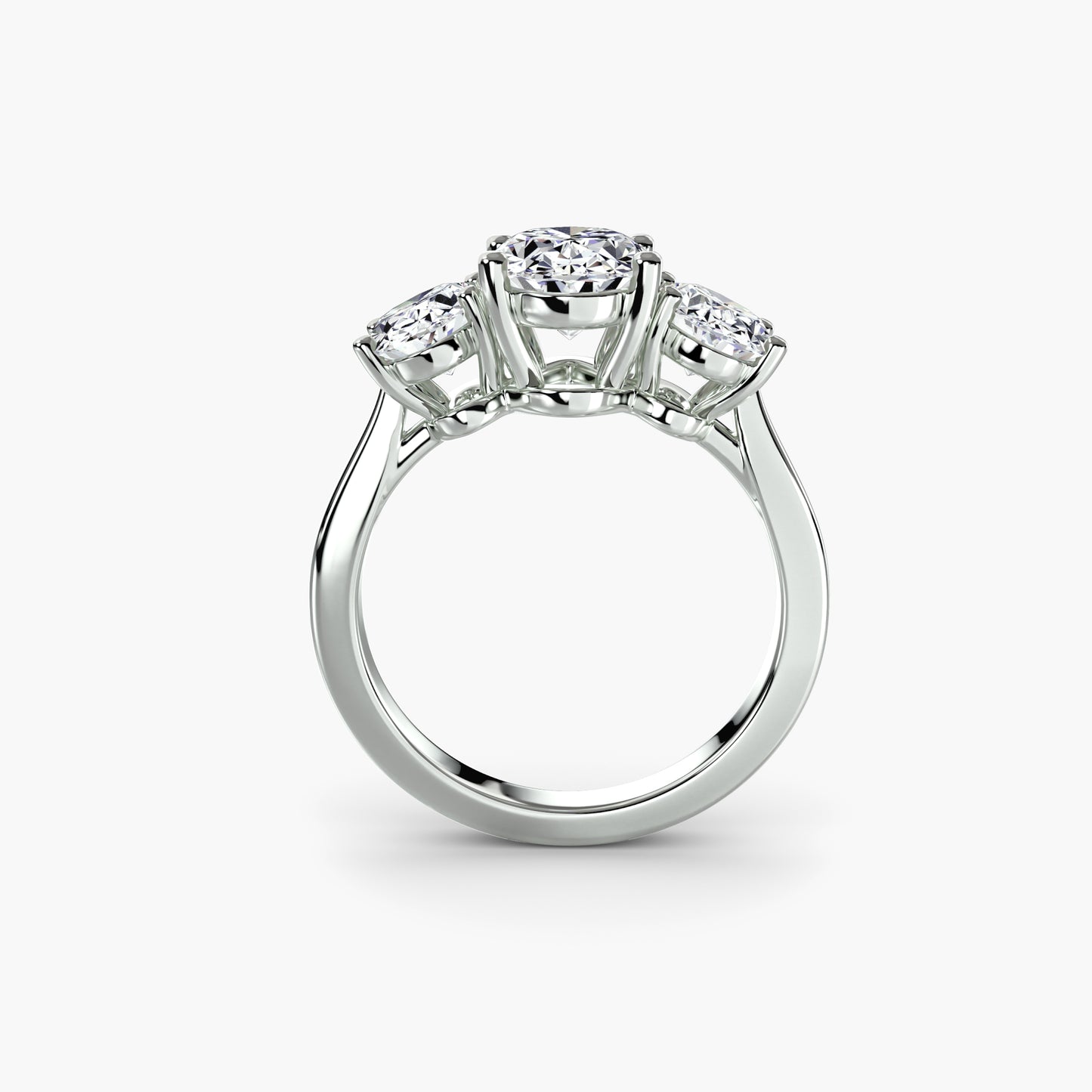 2.0mm | Oval Three Stone Engagement Ring