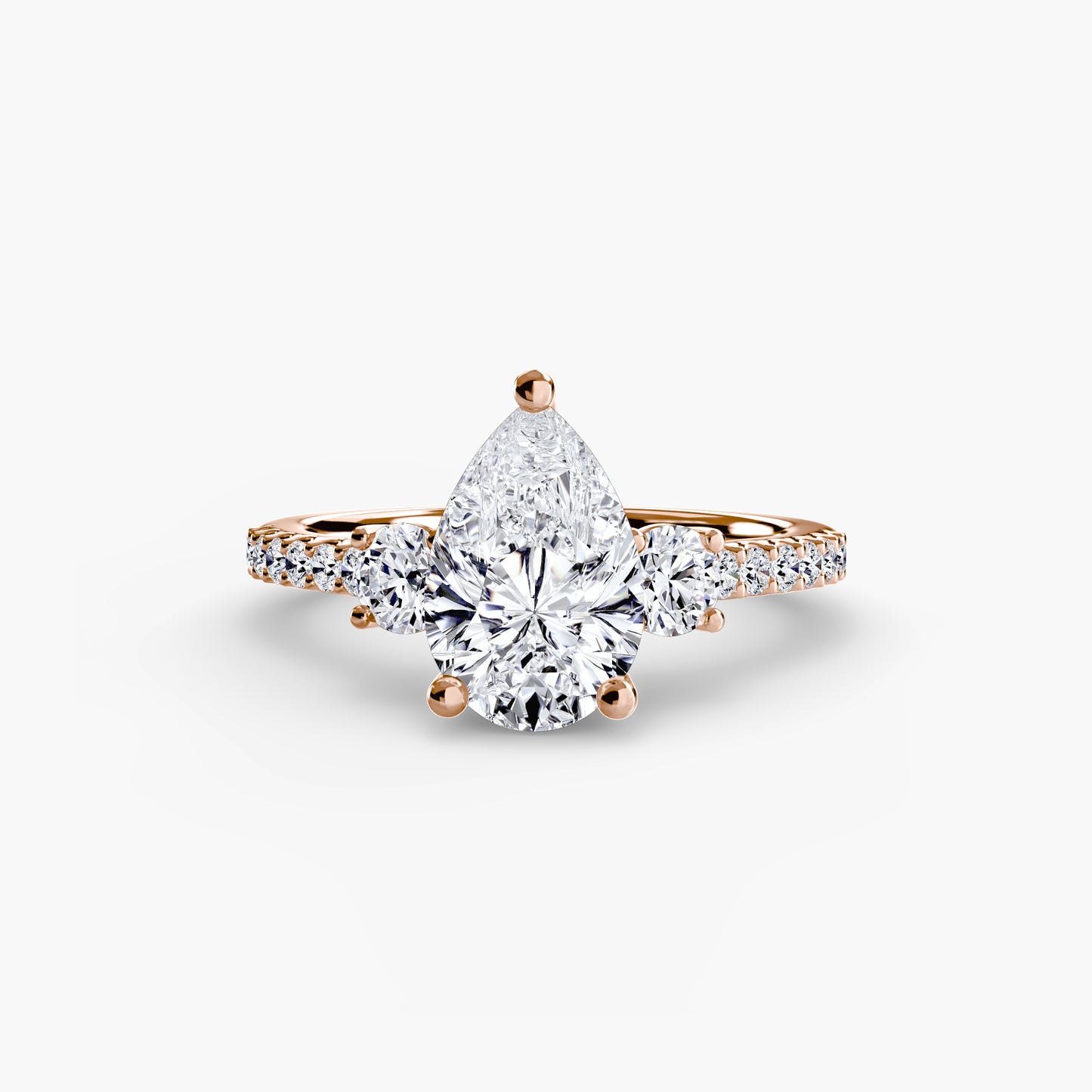 2.3mm | Pavé Accented Three-Stone Engagement Ring