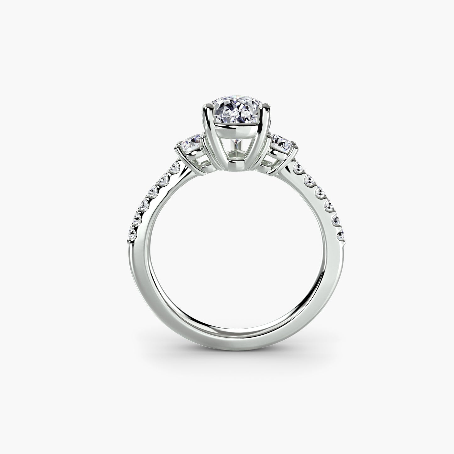 2.3mm | Pavé Accented Three-Stone Engagement Ring