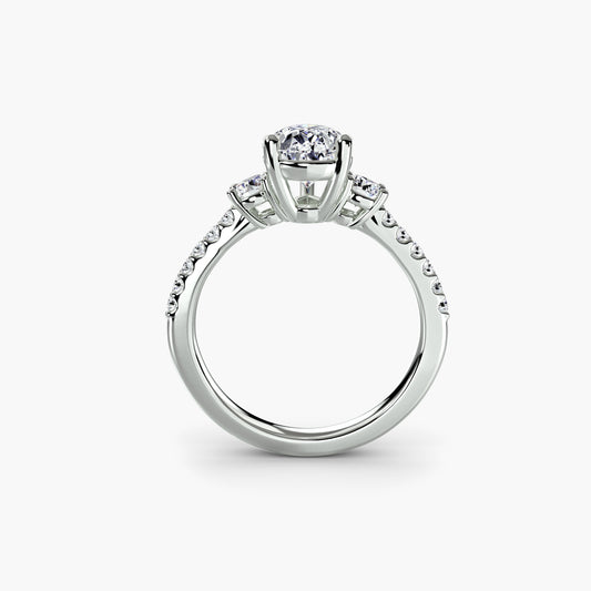 2.3mm | Pavé Accented Three-Stone Engagement Ring