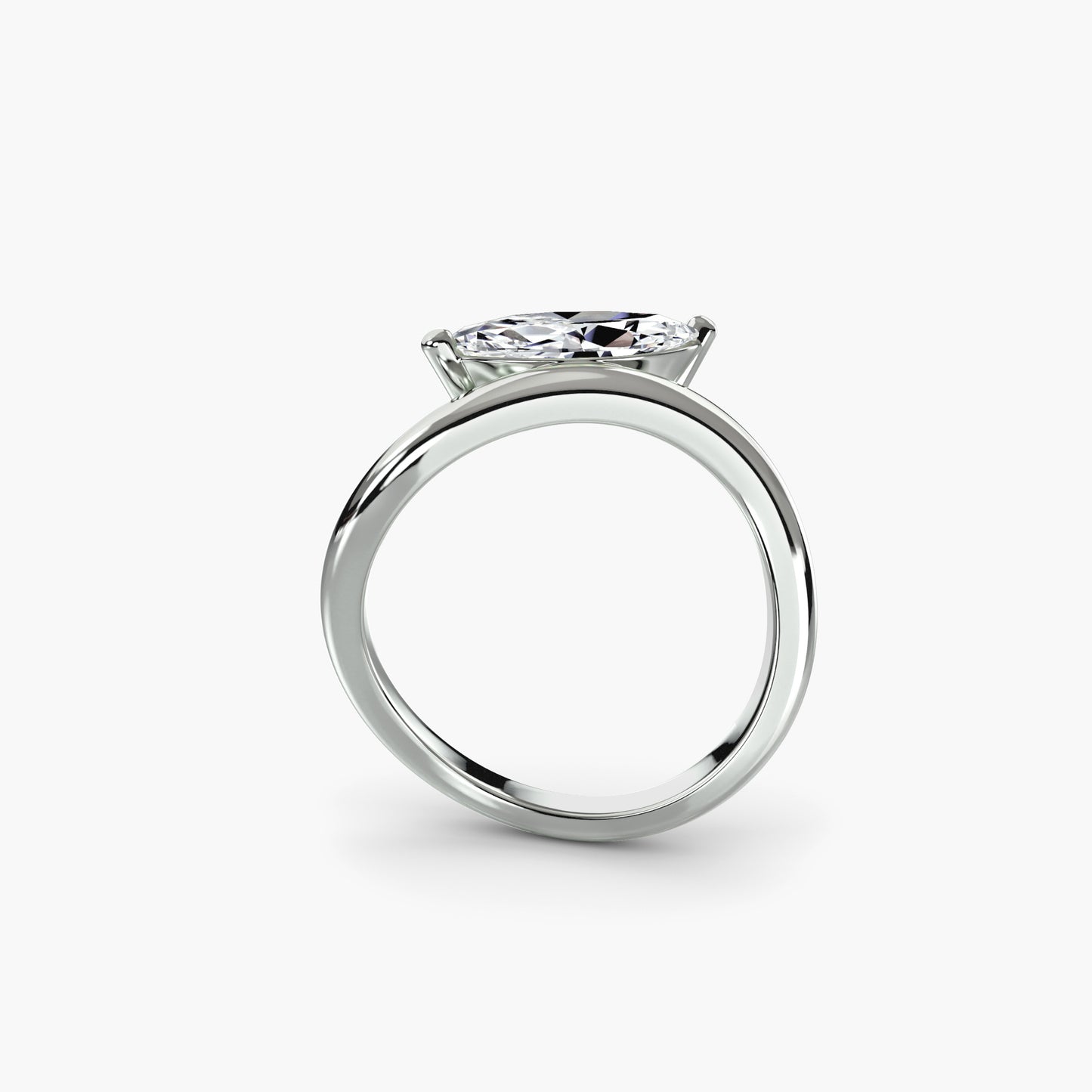 Modern Wave Solitaire Ring