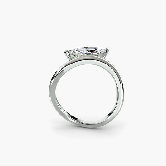 Modern Wave Solitaire Ring