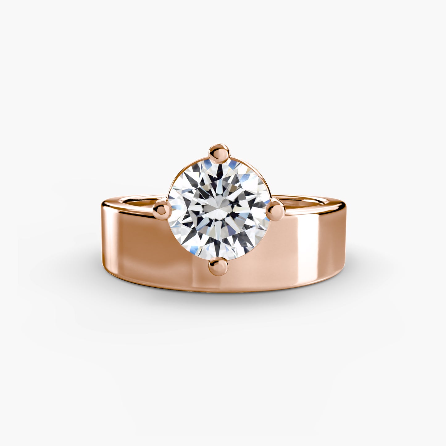 4.2mm | Squared Wide Band Solitaire Ring