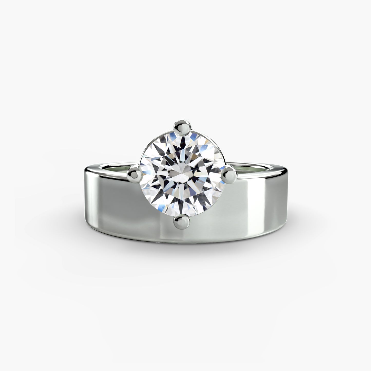 4.2mm | Squared Wide Band Solitaire Ring