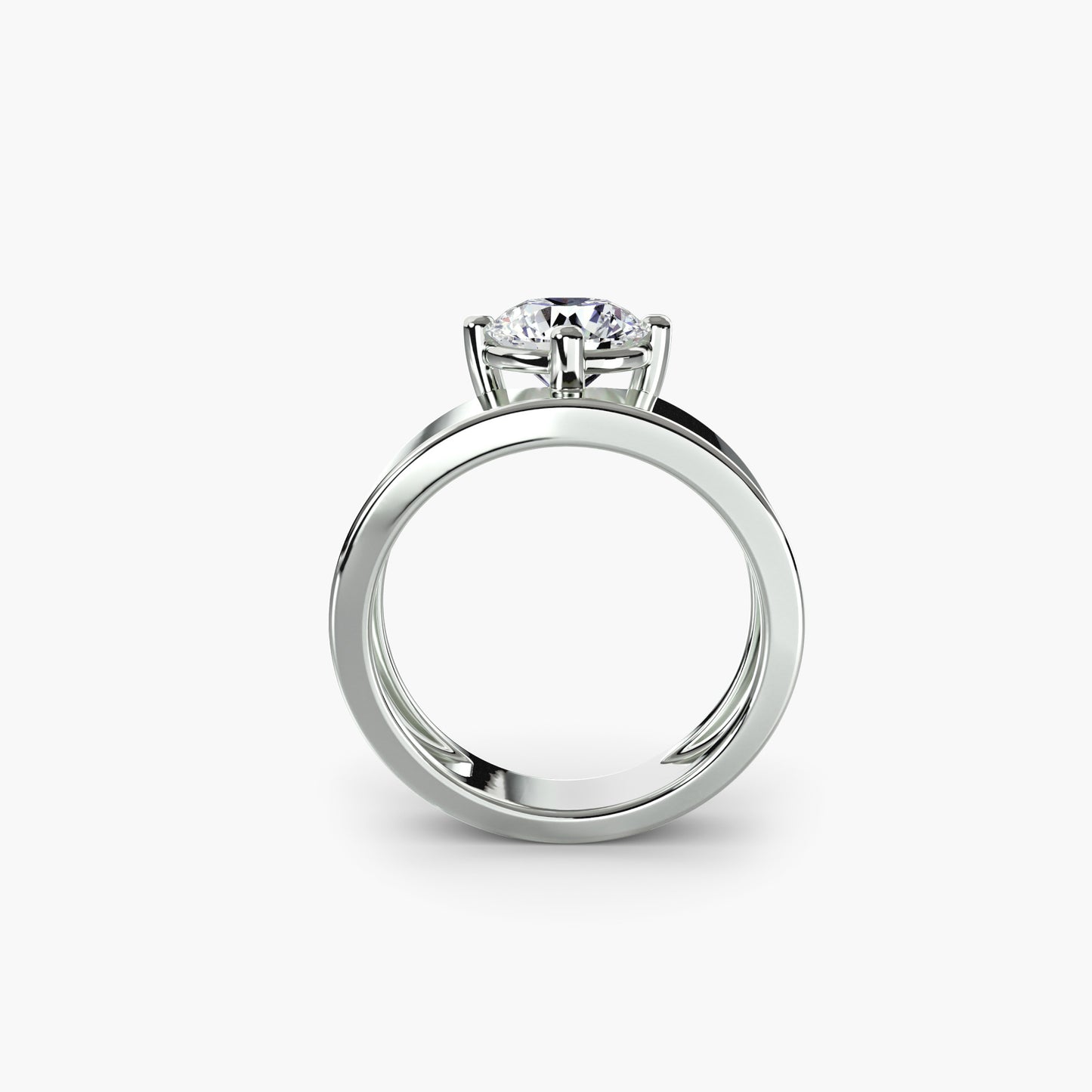 4.2mm | Squared Wide Band Solitaire Ring