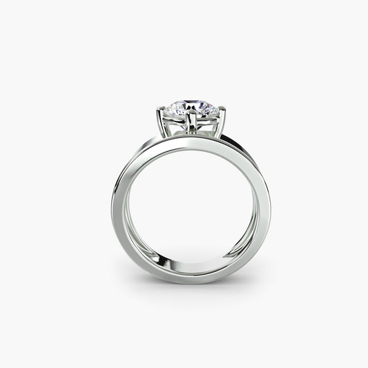 4.2mm | Squared Wide Band Solitaire Ring