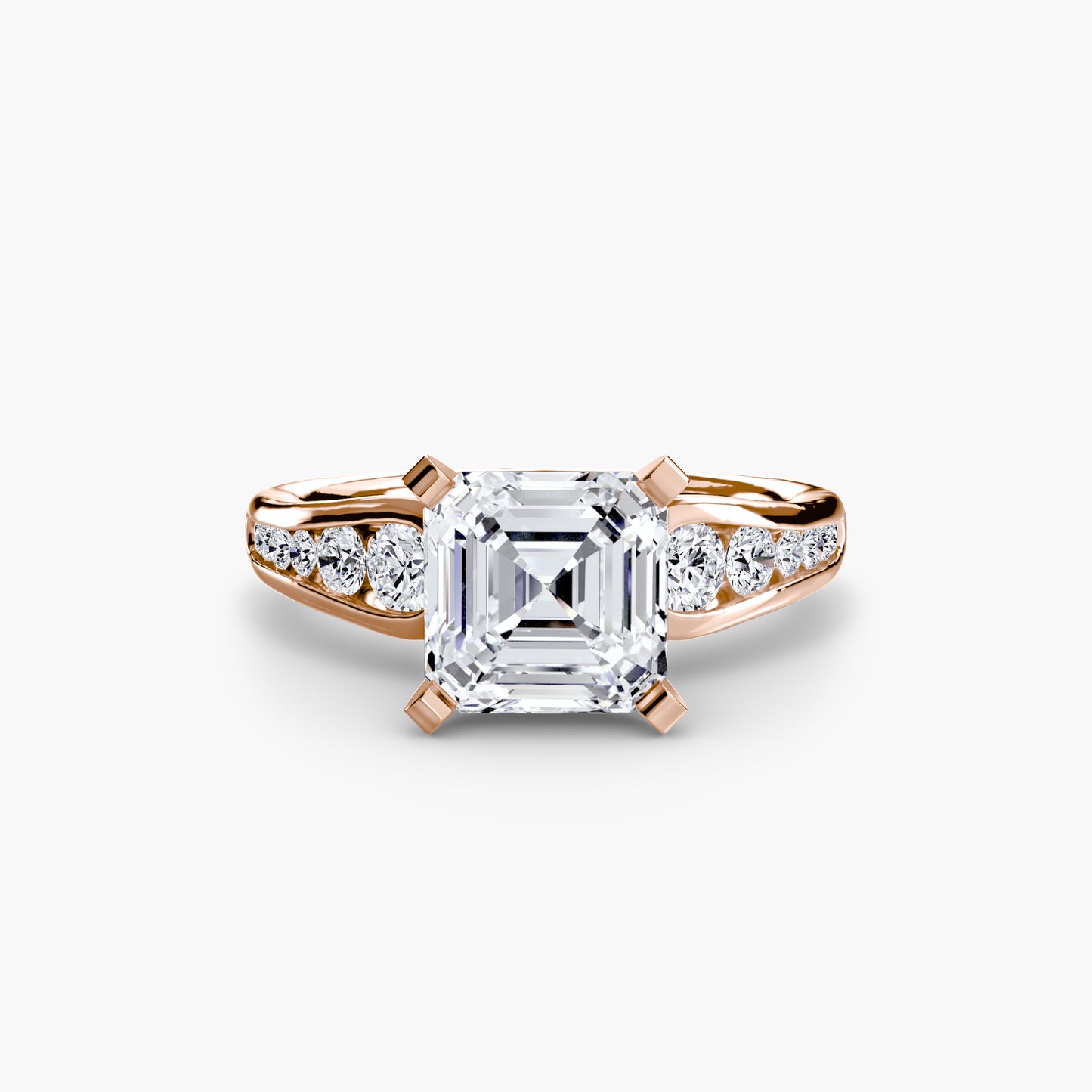 2.3mm | Modern Tapered Engagement Ring with Channel Set Accent Stones
