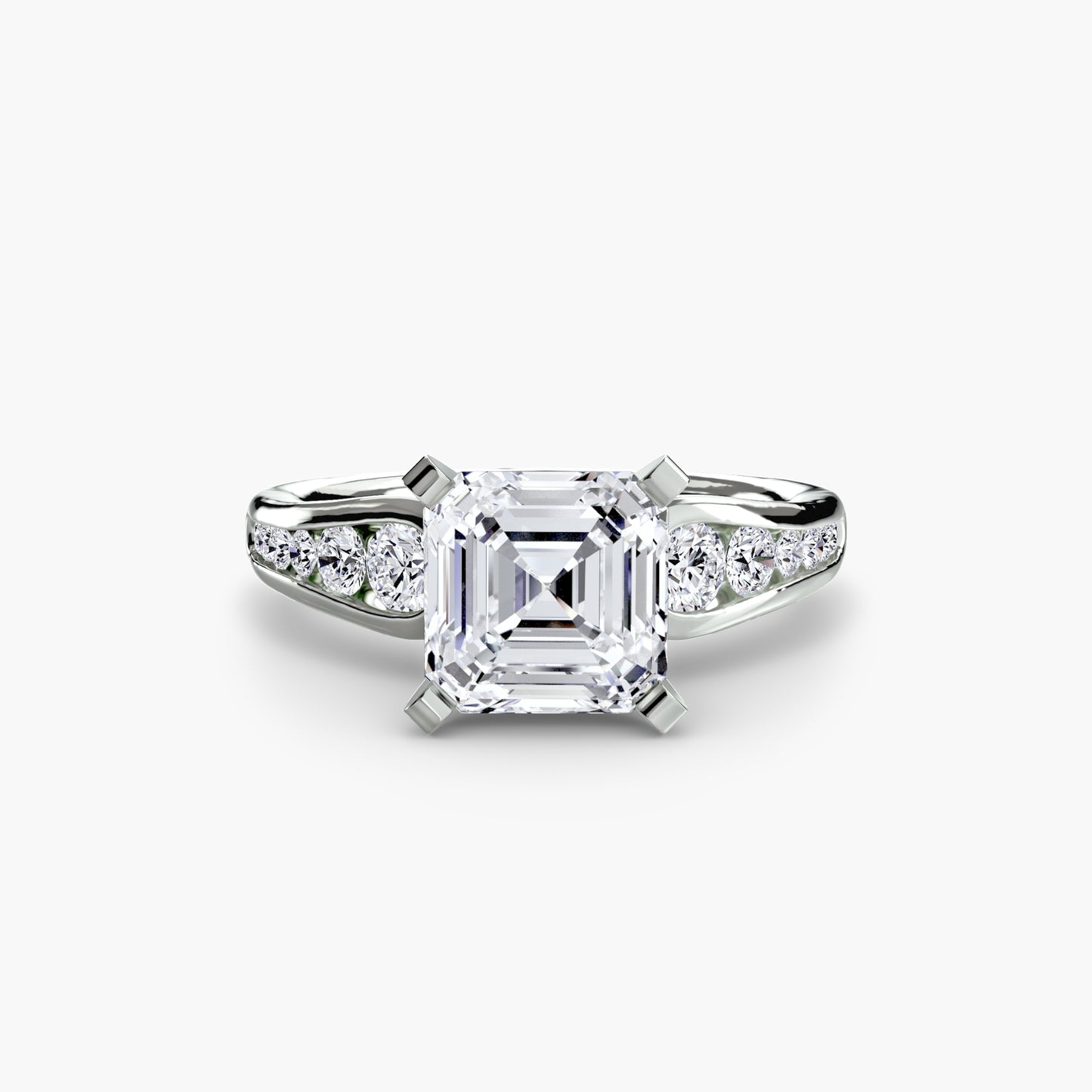 2.3mm | Modern Tapered Engagement Ring with Channel Set Accent Stones