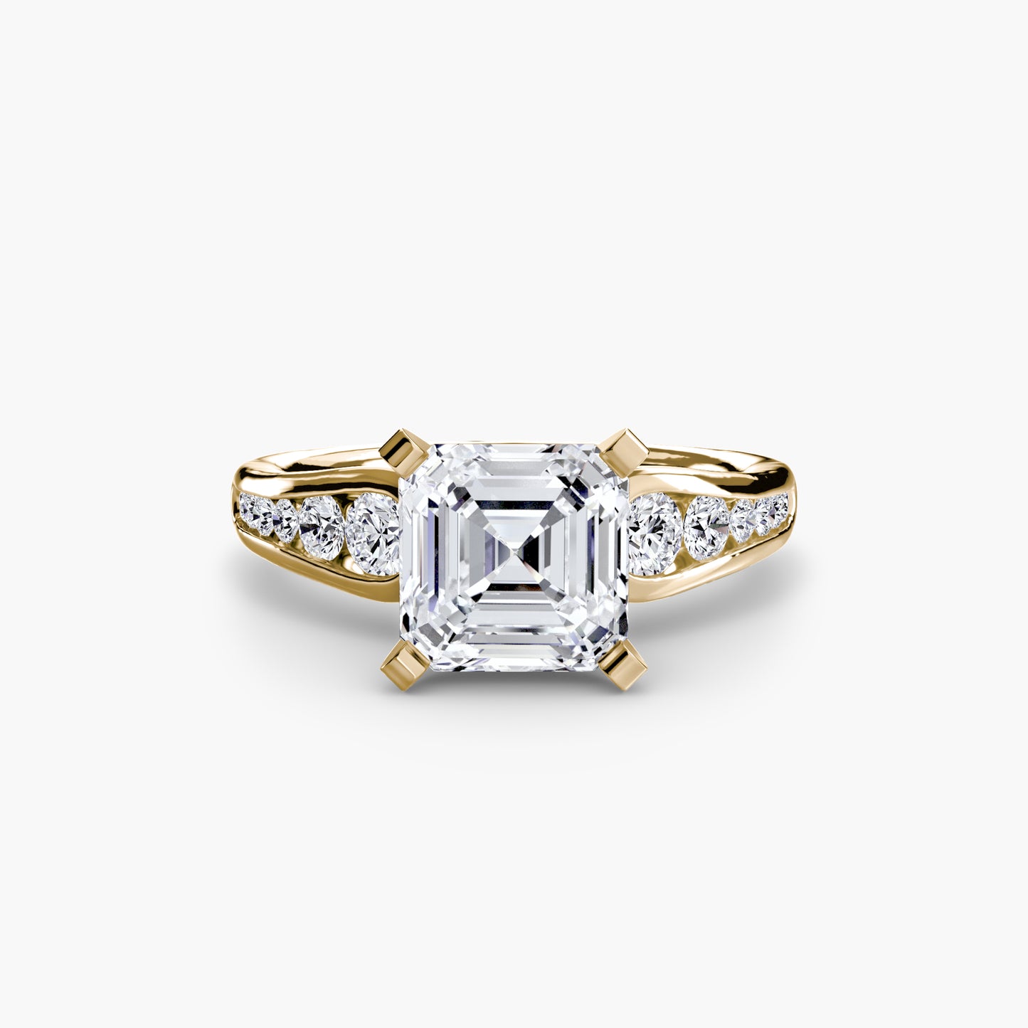2.3mm | Modern Tapered Engagement Ring with Channel Set Accent Stones