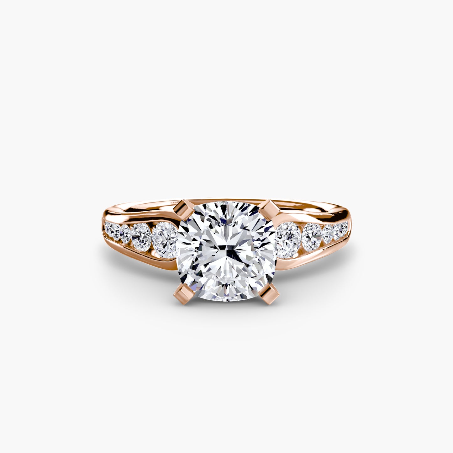 2.3mm | Modern Tapered Engagement Ring with Channel Set Accent Stones
