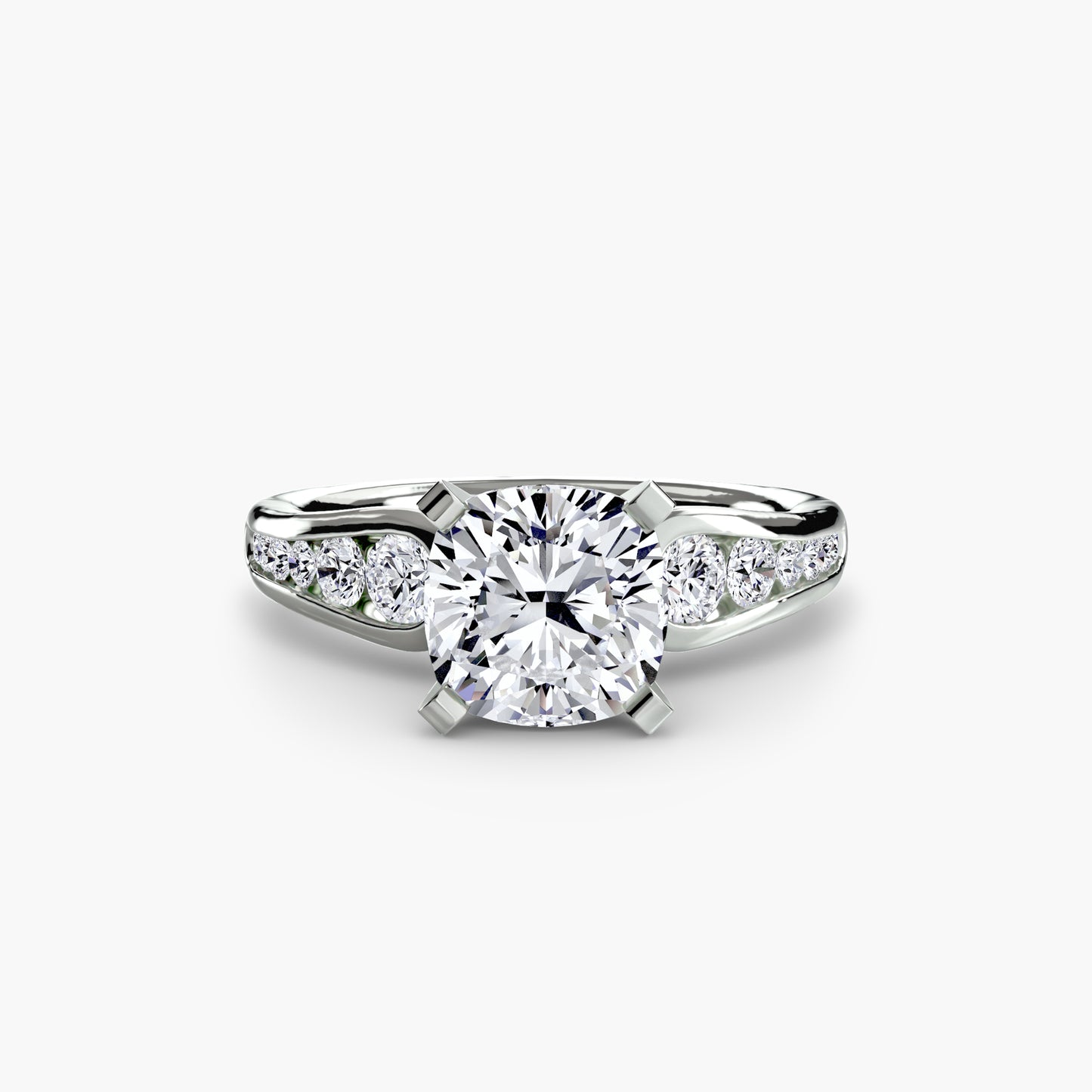 2.3mm | Modern Tapered Engagement Ring with Channel Set Accent Stones