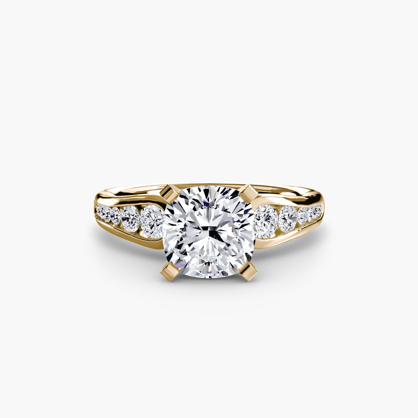 2.3mm | Modern Tapered Engagement Ring with Channel Set Accent Stones