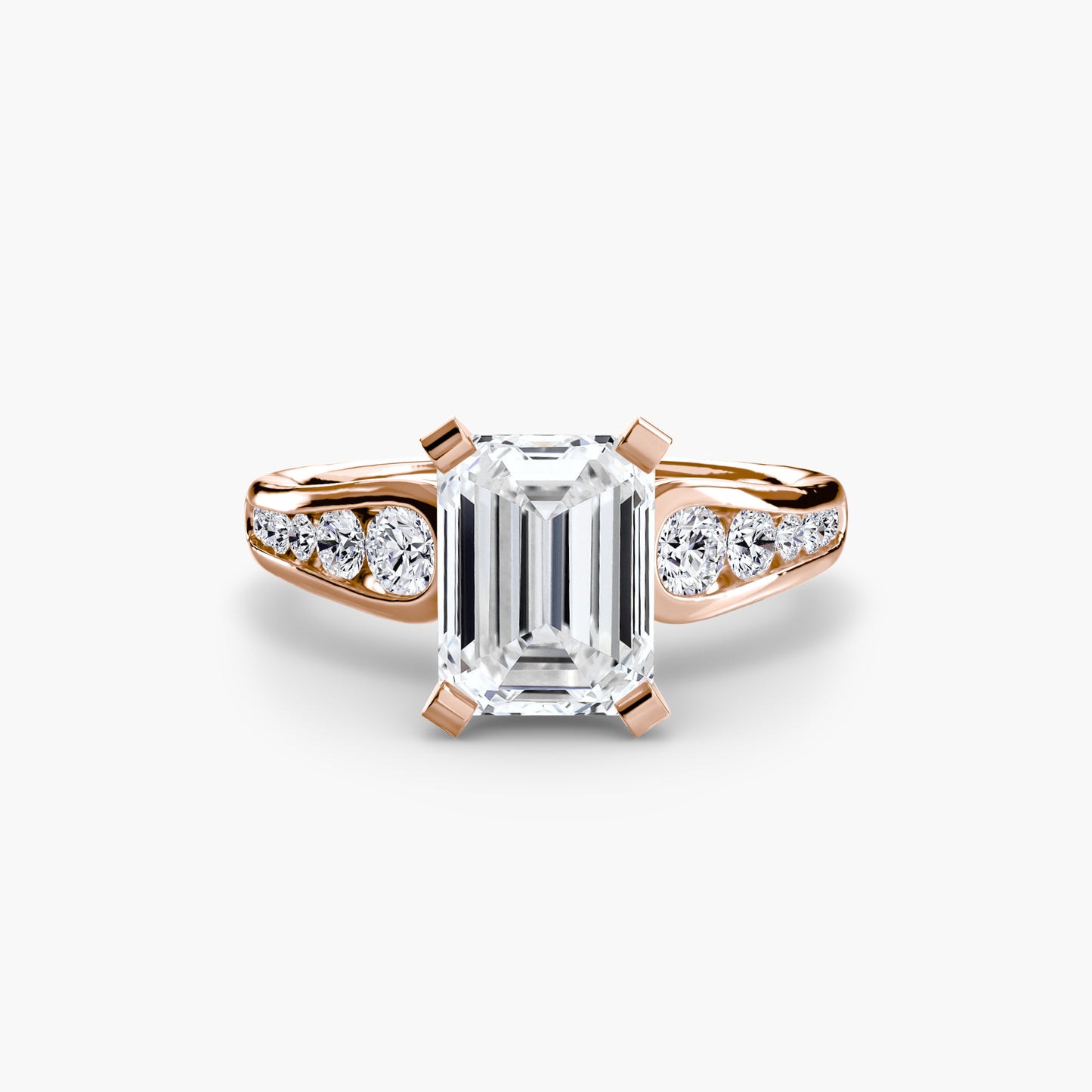 2.3mm | Modern Tapered Engagement Ring with Channel Set Accent Stones
