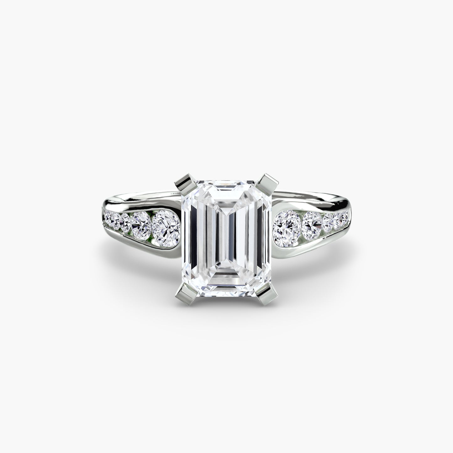 2.3mm | Modern Tapered Engagement Ring with Channel Set Accent Stones