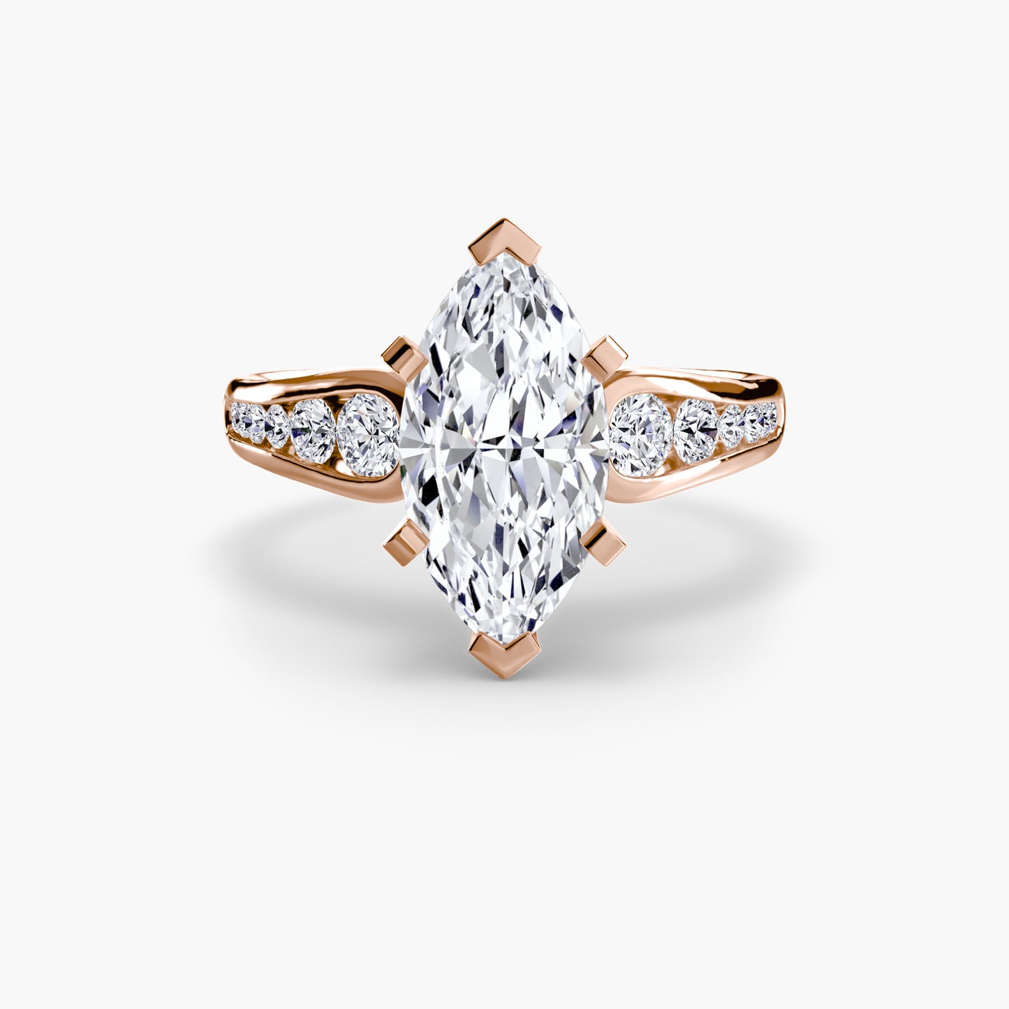 2.3mm | Modern Tapered Engagement Ring with Channel Set Accent Stones