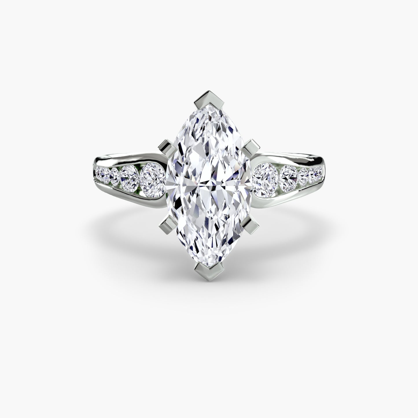 2.3mm | Modern Tapered Engagement Ring with Channel Set Accent Stones