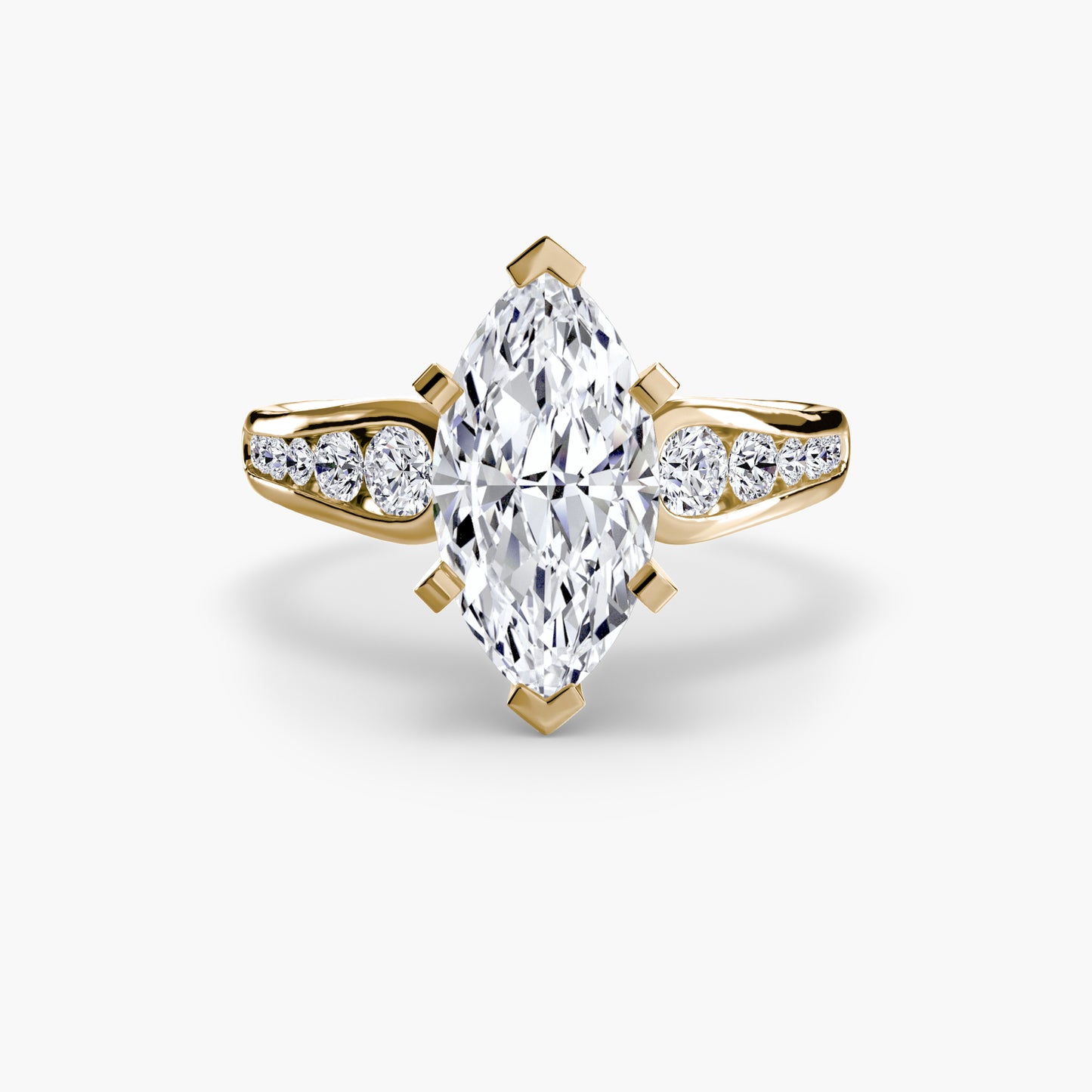 2.3mm | Modern Tapered Engagement Ring with Channel Set Accent Stones