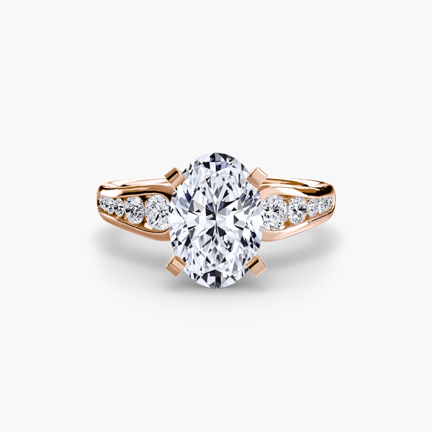 2.3mm | Modern Tapered Engagement Ring with Channel Set Accent Stones