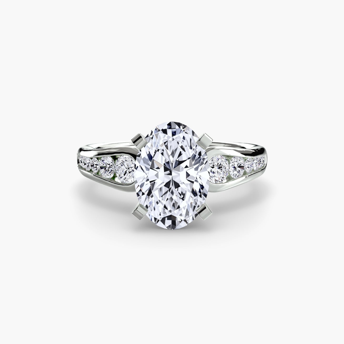 2.3mm | Modern Tapered Engagement Ring with Channel Set Accent Stones