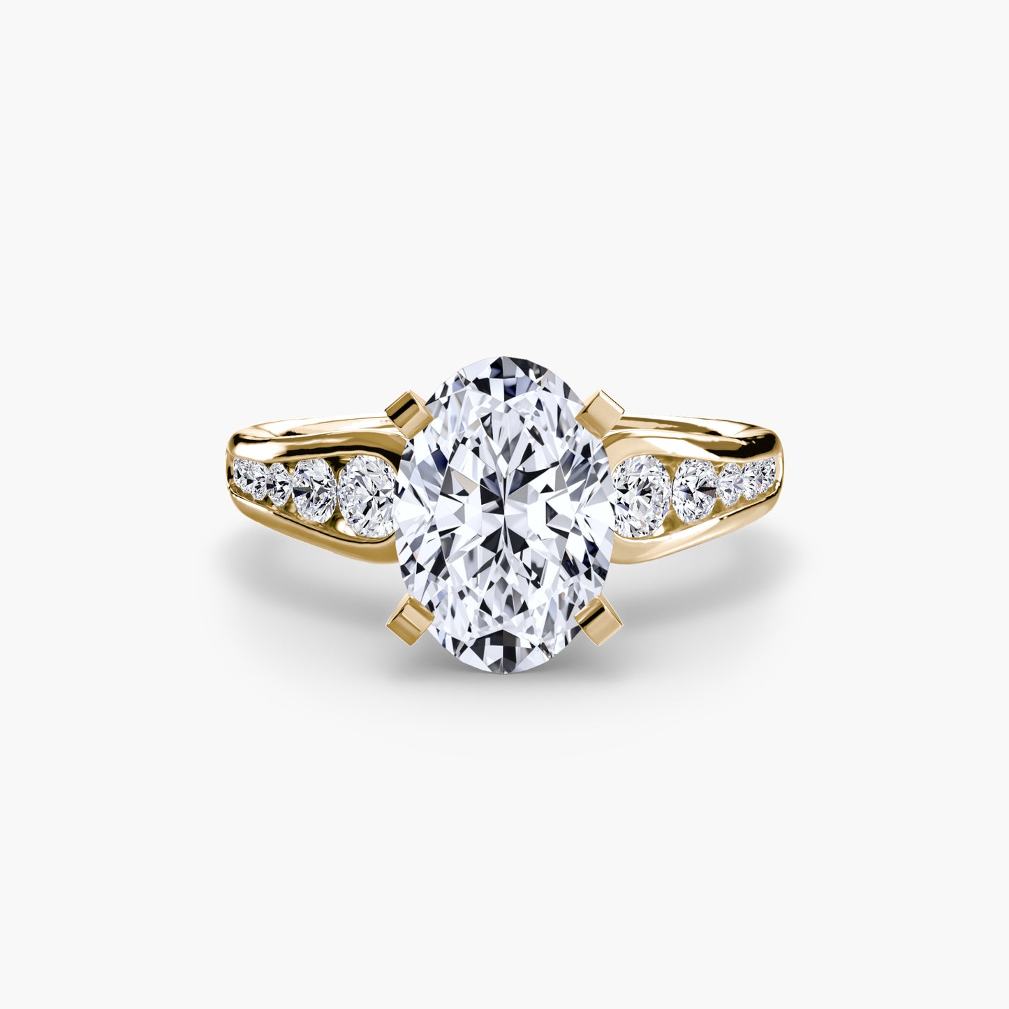 2.3mm | Modern Tapered Engagement Ring with Channel Set Accent Stones