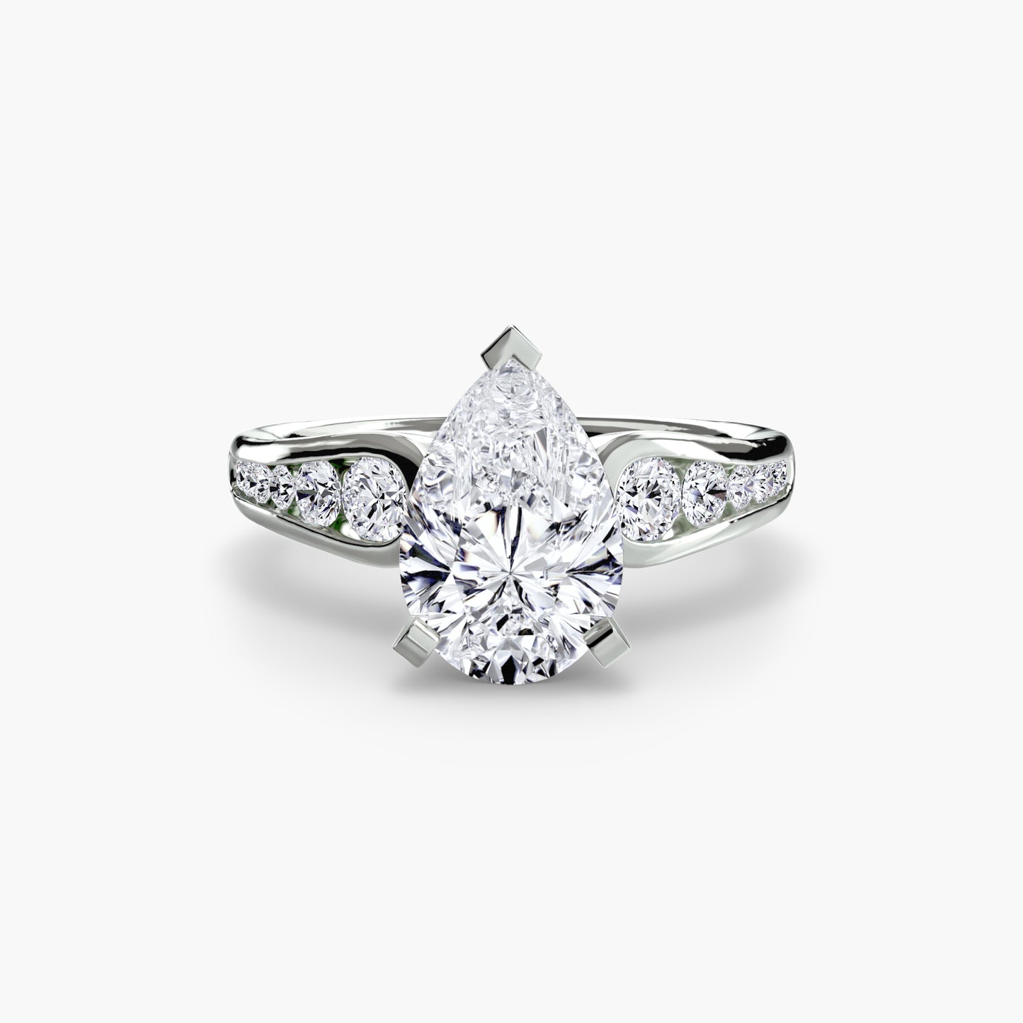 2.3mm | Modern Tapered Engagement Ring with Channel Set Accent Stones