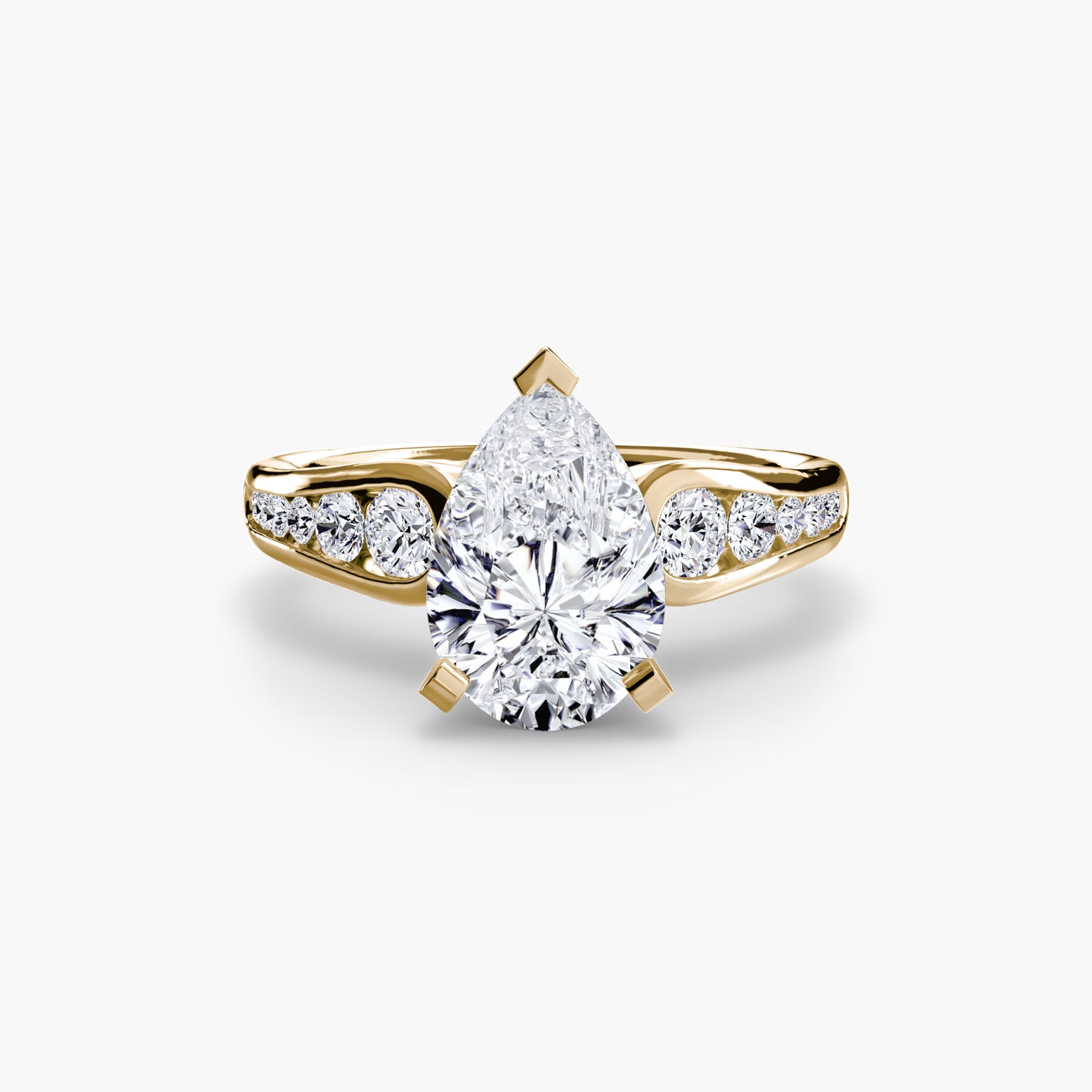 2.3mm | Modern Tapered Engagement Ring with Channel Set Accent Stones