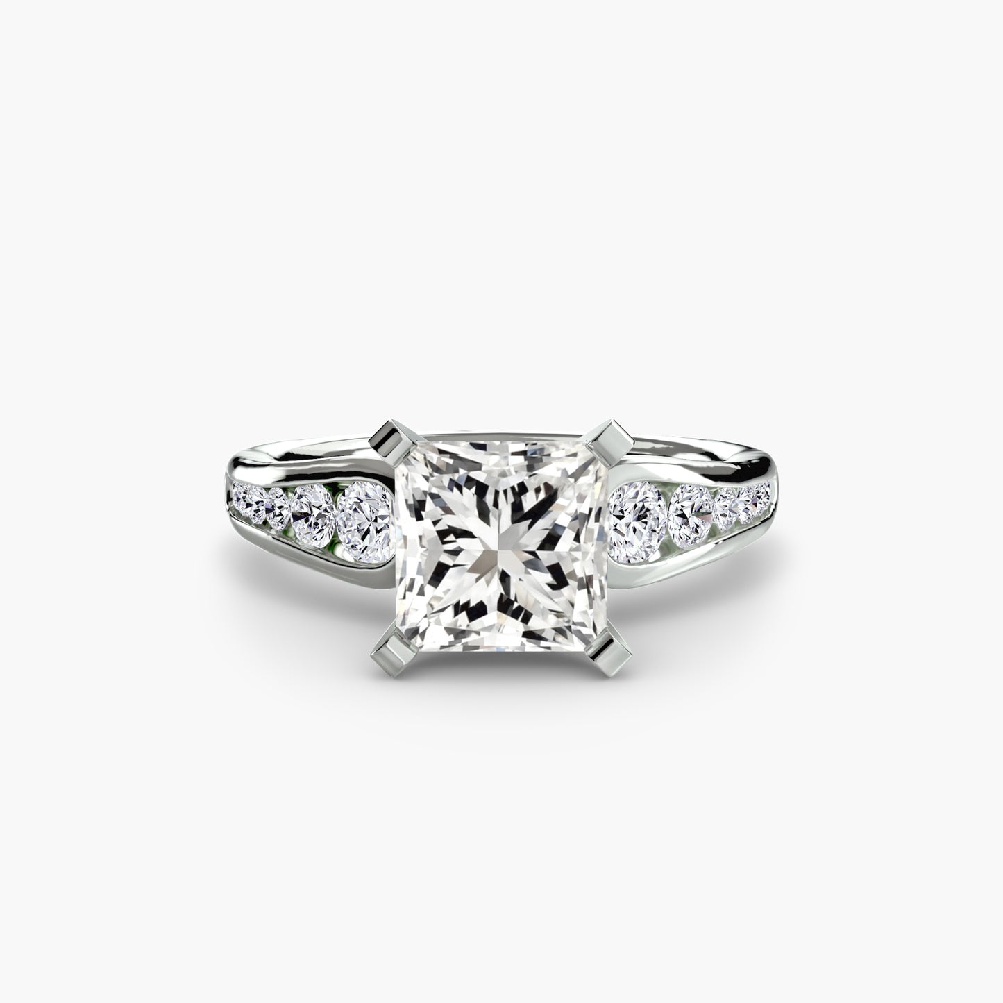 2.3mm | Modern Tapered Engagement Ring with Channel Set Accent Stones
