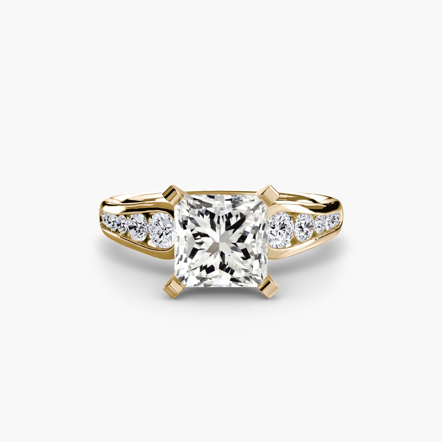 2.3mm | Modern Tapered Engagement Ring with Channel Set Accent Stones