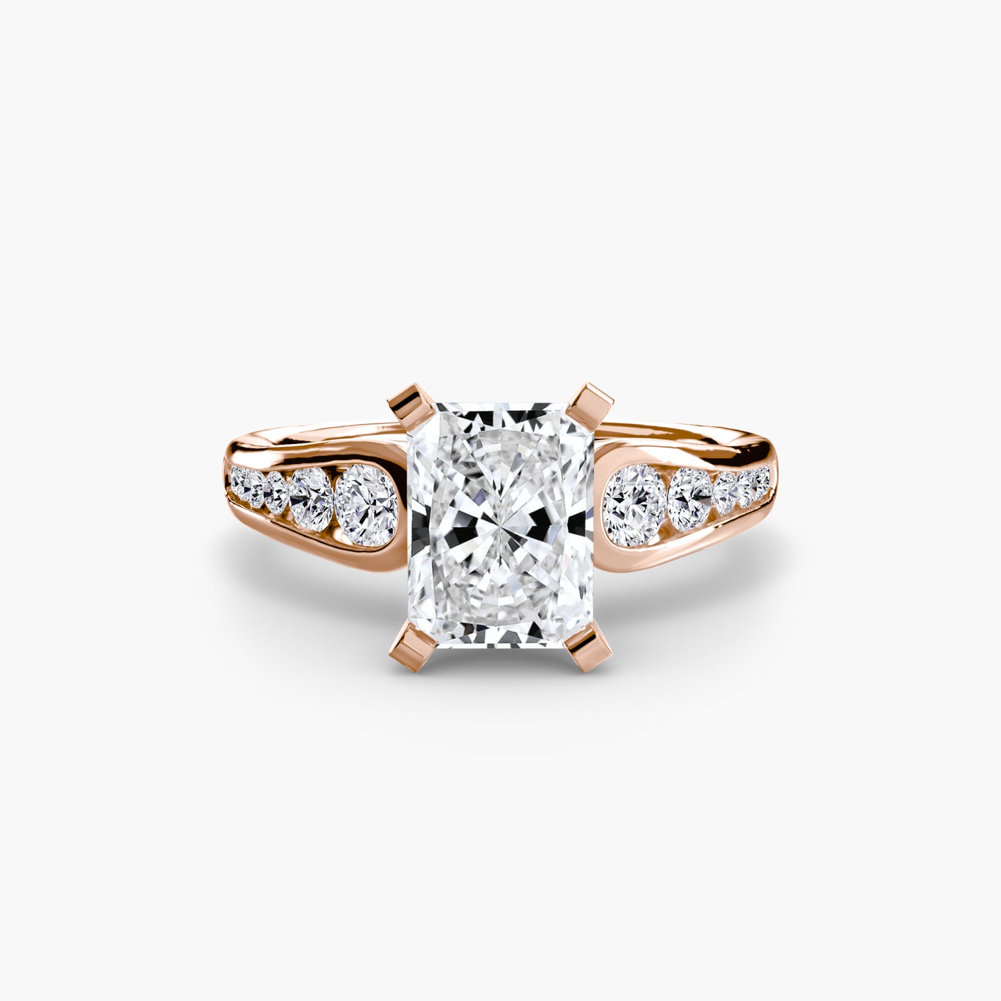 2.3mm | Modern Tapered Engagement Ring with Channel Set Accent Stones