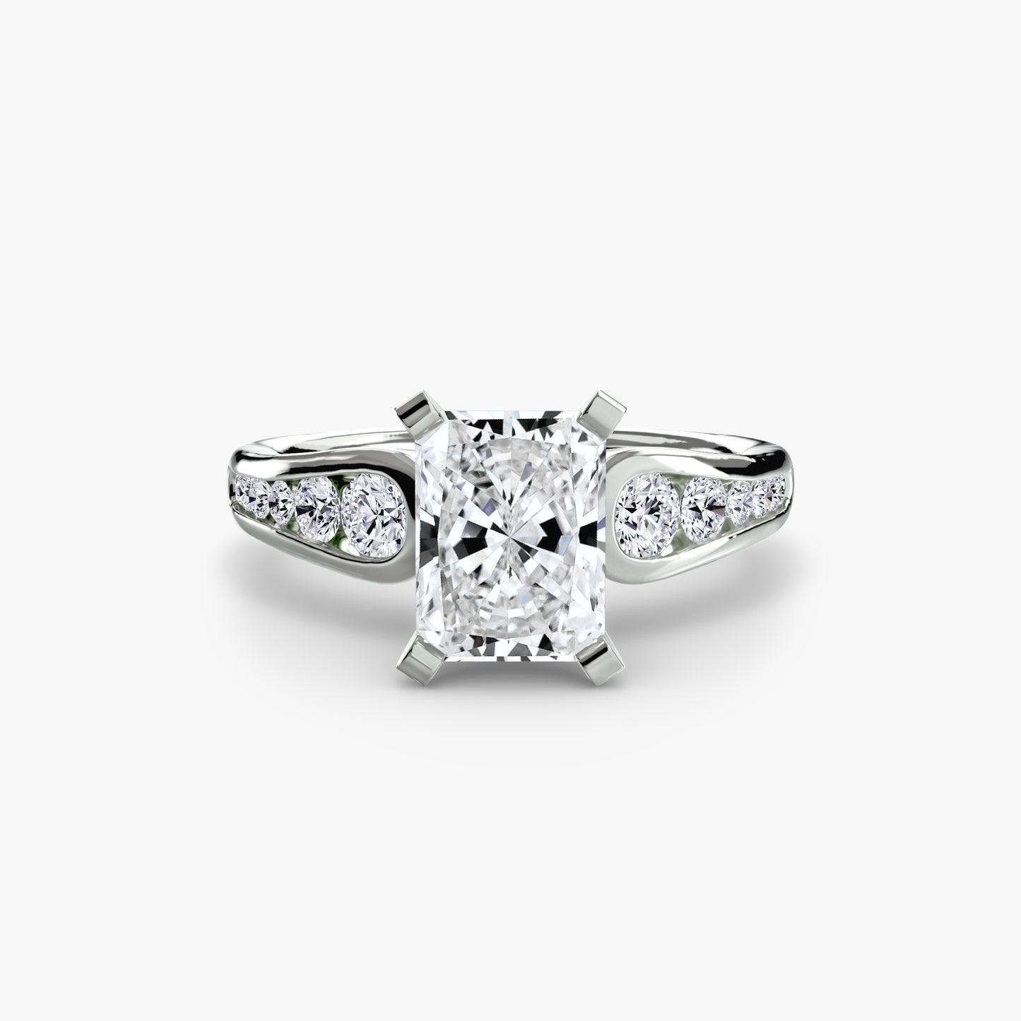 2.3mm | Modern Tapered Engagement Ring with Channel Set Accent Stones