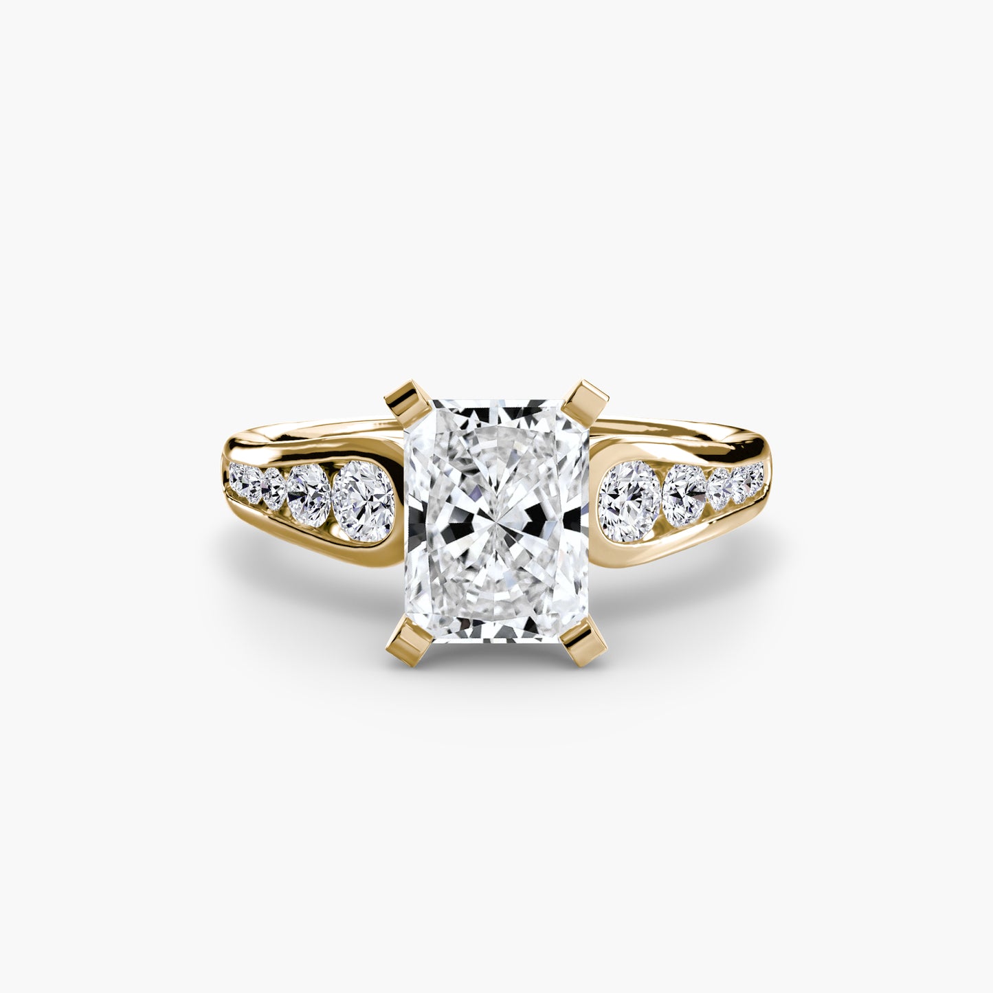 2.3mm | Modern Tapered Engagement Ring with Channel Set Accent Stones