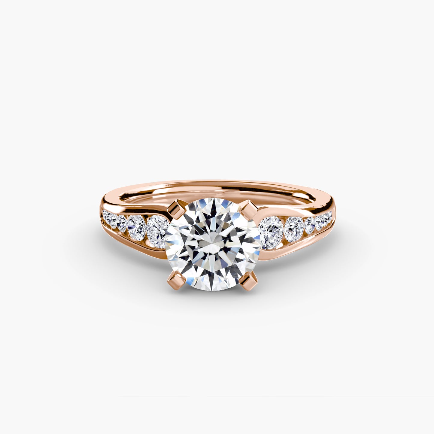 2.3mm | Modern Tapered Engagement Ring with Channel Set Accent Stones