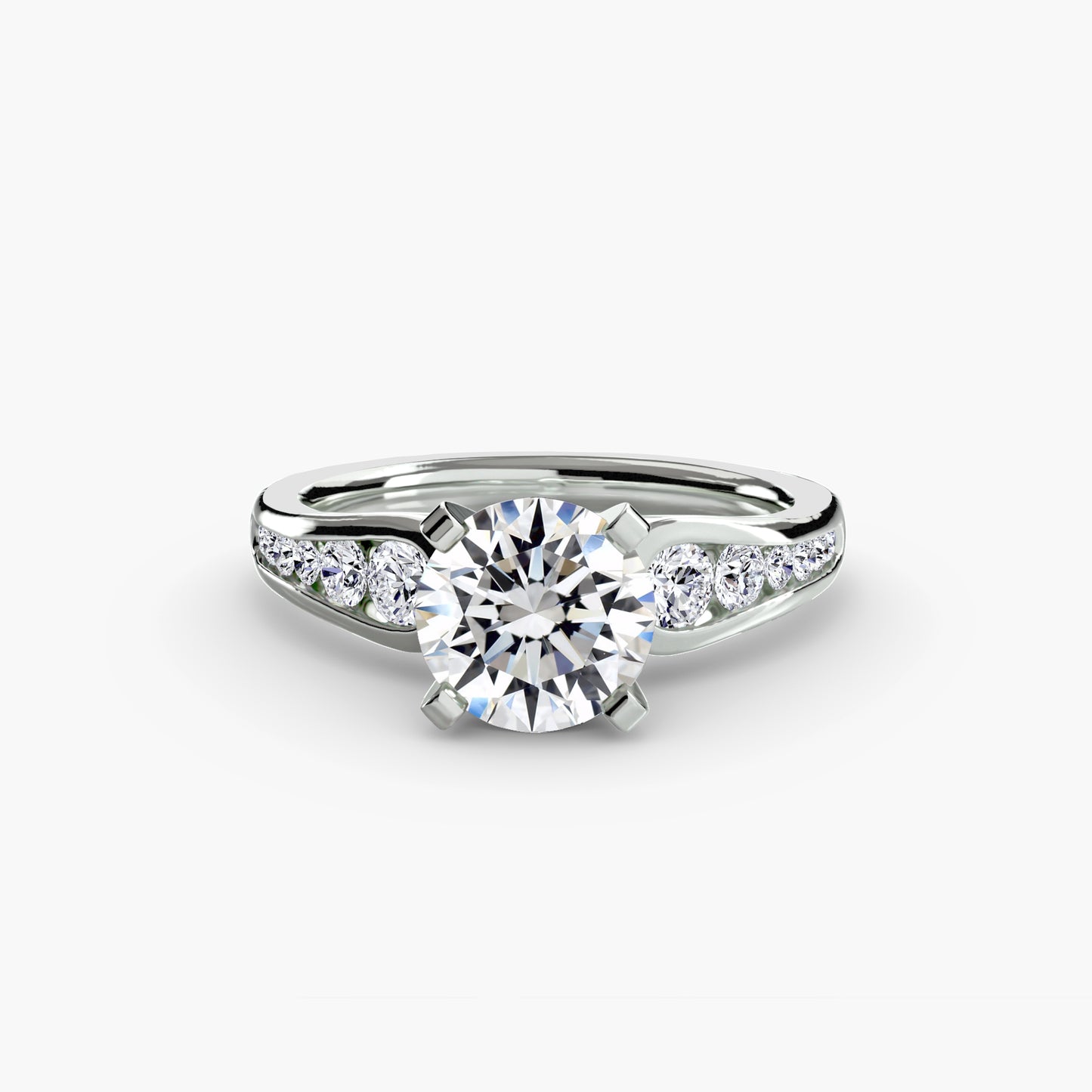 2.3mm | Modern Tapered Engagement Ring with Channel Set Accent Stones