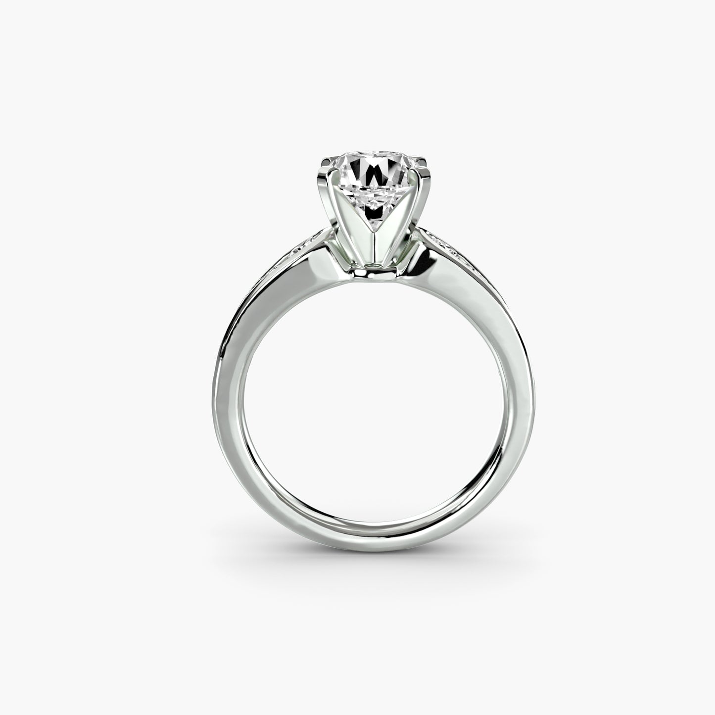2.3mm | Modern Tapered Engagement Ring with Channel Set Accent Stones