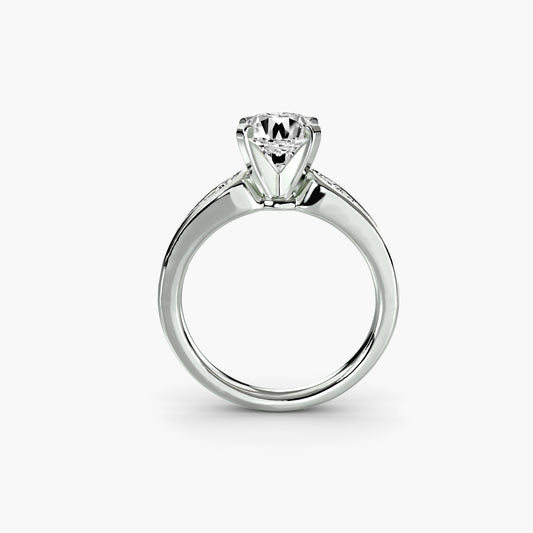 2.3mm | Modern Tapered Engagement Ring with Channel Set Accent Stones