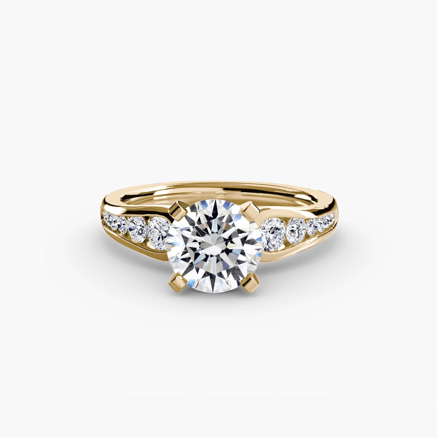 2.3mm | Modern Tapered Engagement Ring with Channel Set Accent Stones