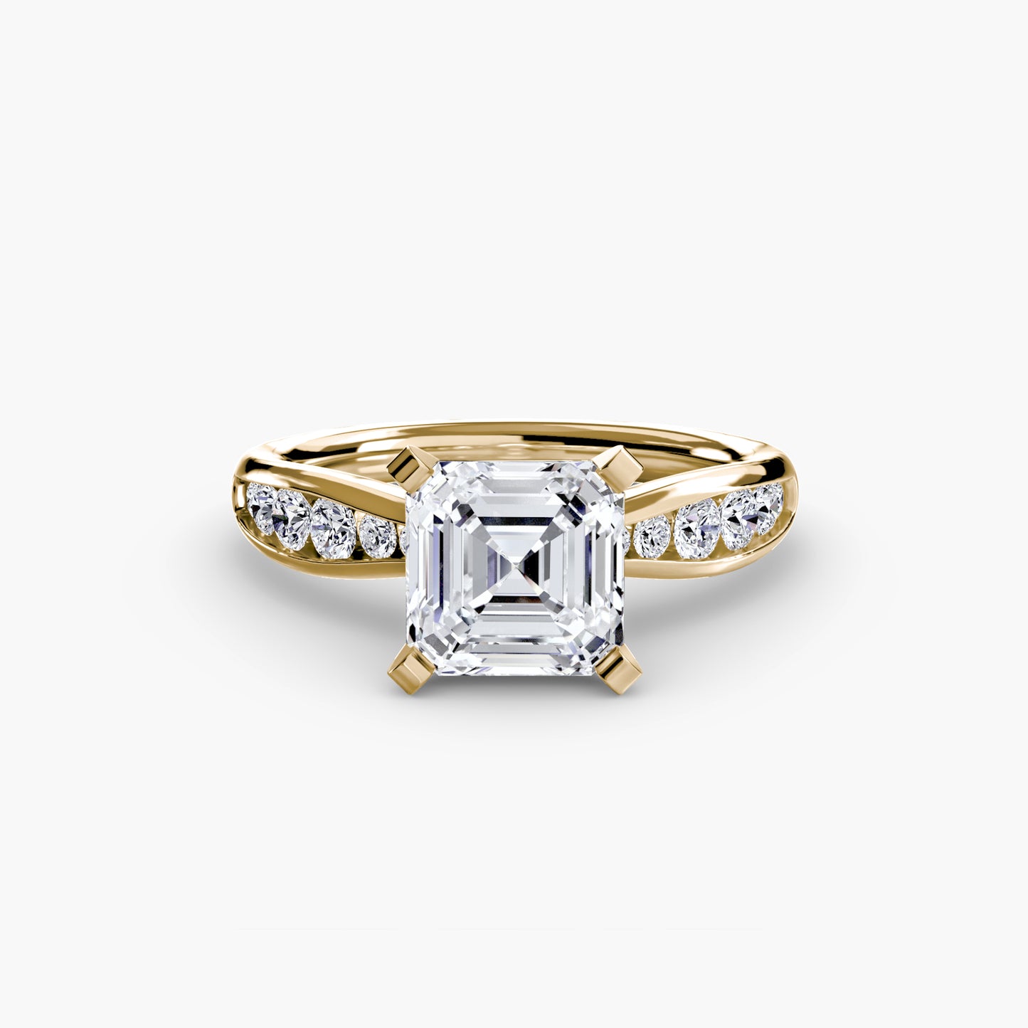 2.3mm | Tapered Engagement Ring with Channel-Set Round Accent Stones