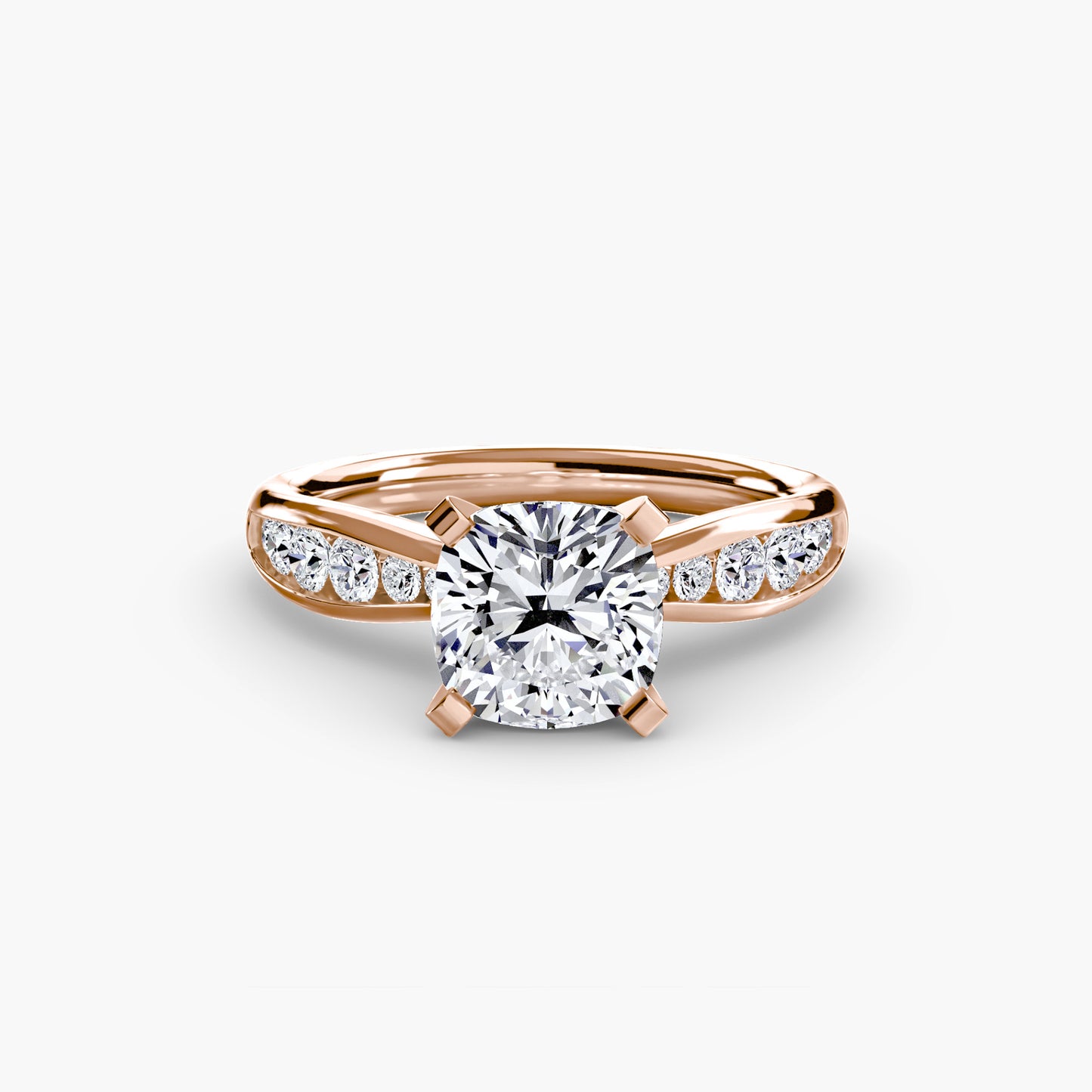 2.3mm | Tapered Engagement Ring with Channel-Set Round Accent Stones