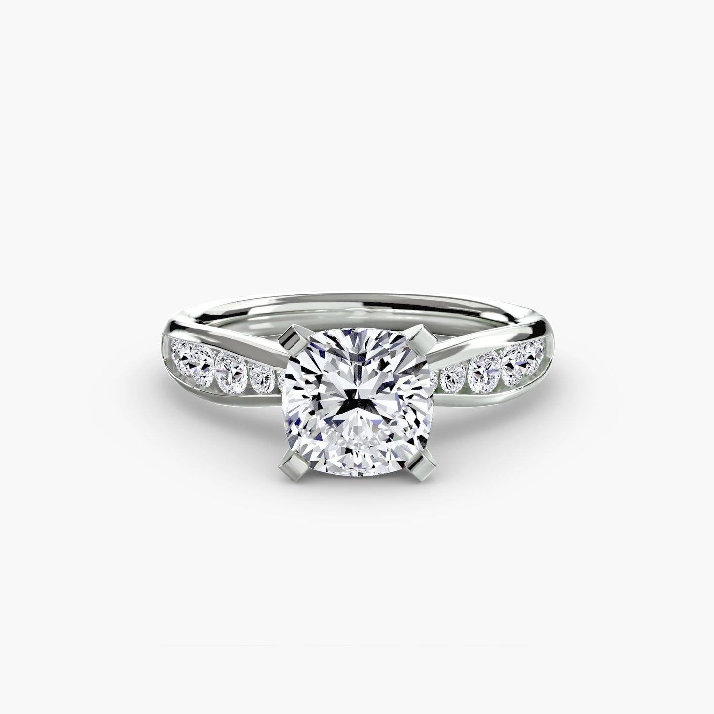 2.3mm | Tapered Engagement Ring with Channel-Set Round Accent Stones