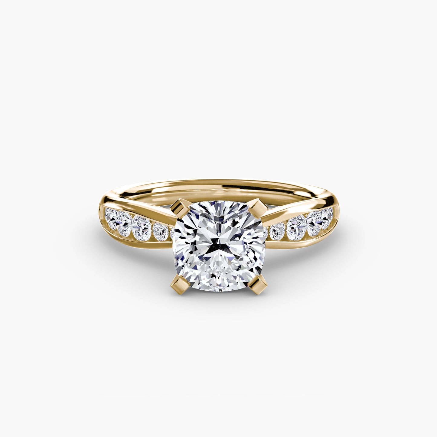 2.3mm | Tapered Engagement Ring with Channel-Set Round Accent Stones