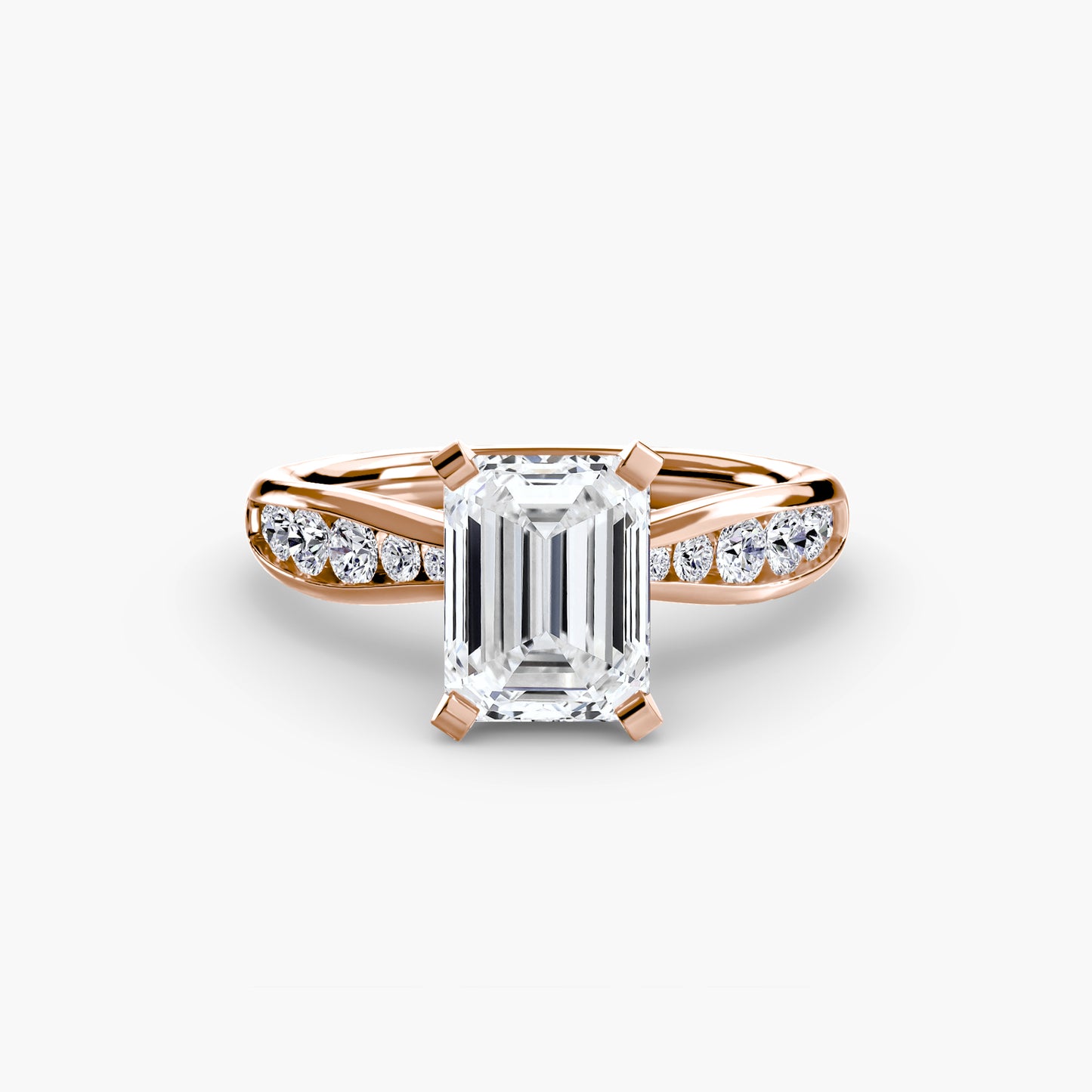 2.3mm | Tapered Engagement Ring with Channel-Set Round Accent Stones