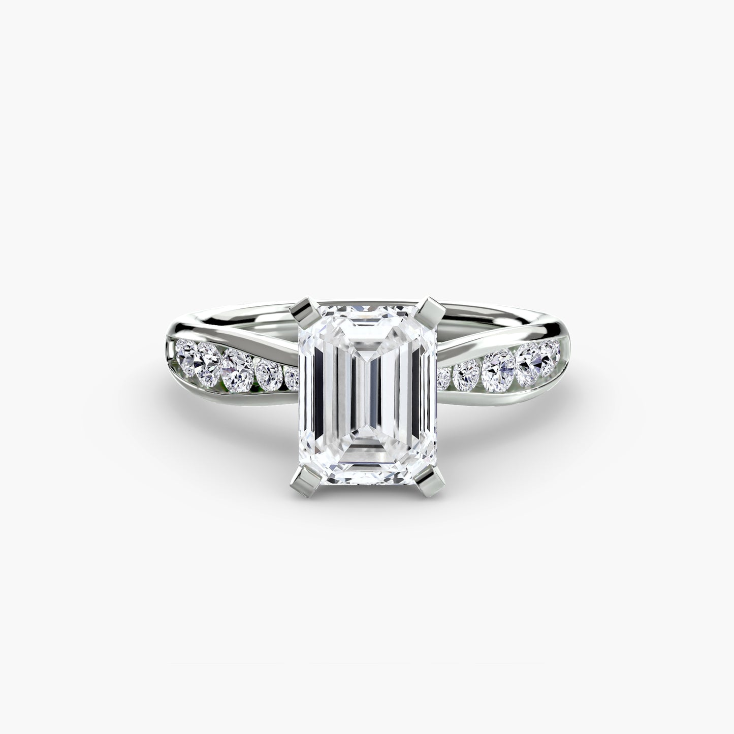 2.3mm | Tapered Engagement Ring with Channel-Set Round Accent Stones